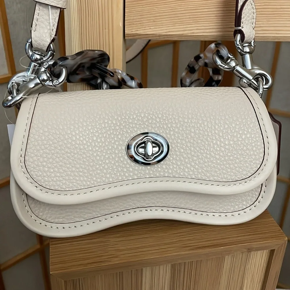 Coach Micro Wavy Dinky Bag In Coachtopia Leather / Cloud NWT - Picture 5 of 17
